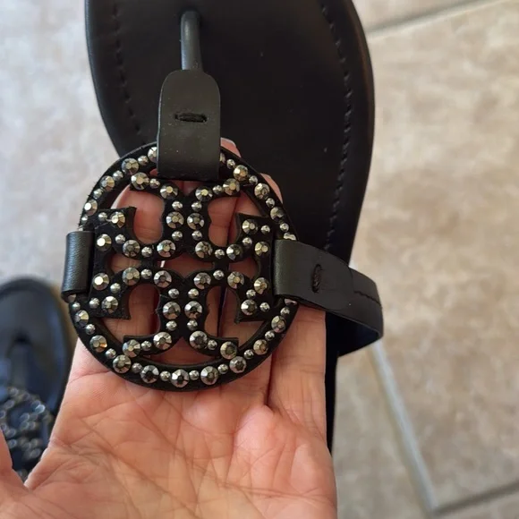 Tory Burch Miller Black Sandals with Embellished Detail 6.5 - Picture 4 of 5